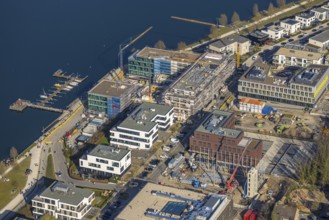 Aerial view, Phoenix-See, construction site residential complex Phönixseestraße, Kreuzknoten e.V.