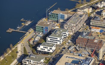 Aerial view, Phoenix-See, construction site residential complex Phönixseestraße, Kreuzknoten e.V.