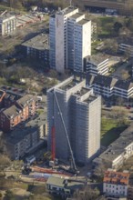 Aerial photo, demolition construction site high-rise building Kielstraße, project urban
