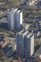 Aerial photo, demolition construction site high-rise building Kielstraße, project urban