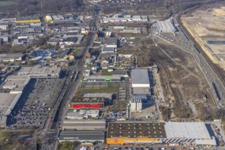 Aerial view, construction site Westfalenhütte, Eisenstraße, Nordmarkt, Dortmund, Ruhr area, North