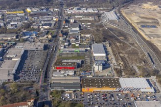 Aerial view, construction site Westfalenhütte, Eisenstraße, Nordmarkt, Dortmund, Ruhr area, North