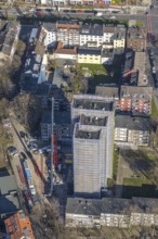 Aerial view, demolition construction site high-rise building Kielstraße, project urban