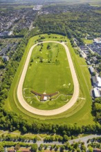 Aerial view, racecourse Dortmund with golf course, golf club GolfRange Dortmund, golf course at the