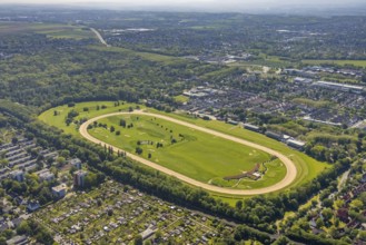 Aerial view, racecourse Dortmund with golf course, golf club GolfRange Dortmund, golf course at the