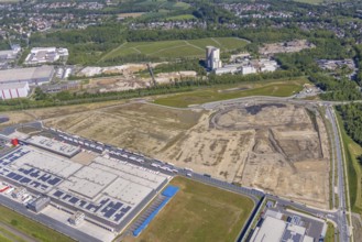 Aerial view, new REWE logistics centre and construction site of the former Westfalenhütte,