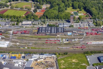 Aerial view, railway station, ICE plant Dortmund, Kaiserbrunnen, Dortmund, Ruhr area, North