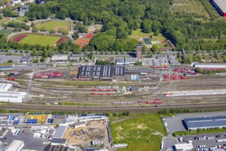 Aerial view, railway station, ICE plant Dortmund, Kaiserbrunnen, Dortmund, Ruhr area, North