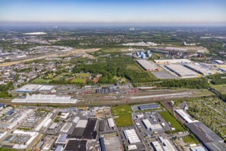 Aerial view, railway station, ICE plant Dortmund, Kaiserbrunnen, Dortmund, Ruhr area, North