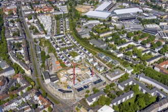 Aerial view, new development area at Ostbahnhof and new development area Kaiserquartier, City,