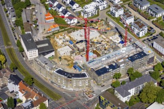 Aerial view, construction site for new residential buildings Kaiserquartier, Kaiserbrunnen,