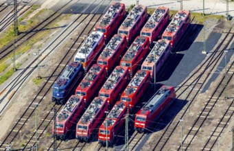Aerial view, depot, DB class 101, DB class 111, ICE factory Dortmund, Kaiserbrunnen, Dortmund, Ruhr