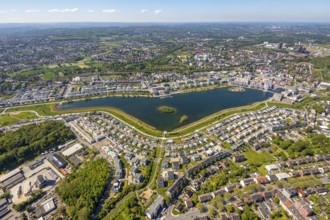 Aerial view, Phoenix Lake, Schüren, Dortmund, Ruhr area, North Rhine-Westphalia, Germany, DE,