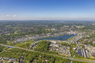 Aerial view, Phoenix Lake, Schüren, Dortmund, Ruhr area, North Rhine-Westphalia, Germany, DE,