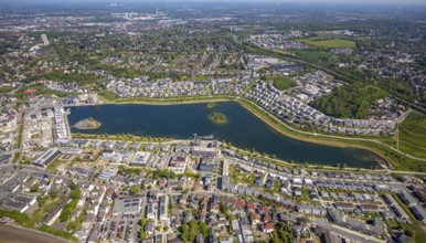 Aerial view, Phoenix Lake, Hörde, Dortmund, Ruhr area, North Rhine-Westphalia, Germany, DE, Europe,