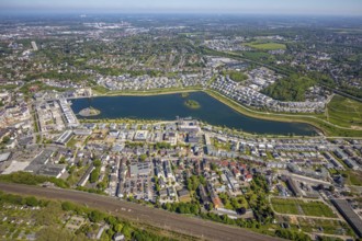 Aerial view, Phoenix Lake, Hörde, Dortmund, Ruhr area, North Rhine-Westphalia, Germany, DE, Europe,