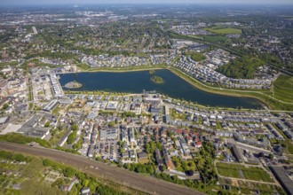 Aerial view, Phoenix Lake, Hörde, Dortmund, Ruhr area, North Rhine-Westphalia, Germany, DE, Europe,
