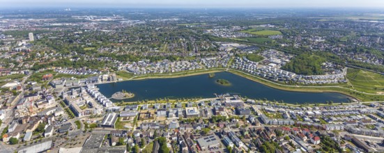 Aerial view, Phoenix Lake, Hörde, Dortmund, Ruhr area, North Rhine-Westphalia, Germany, DE, Europe,