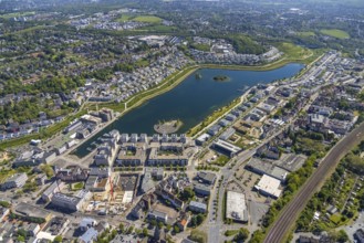Aerial view, Phoenix Lake, Hörde, Dortmund, Ruhr area, North Rhine-Westphalia, Germany, DE, Europe,