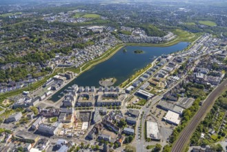 Aerial view, Phoenix Lake, Hörde, Dortmund, Ruhr area, North Rhine-Westphalia, Germany, DE, Europe,