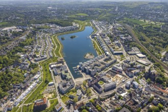 Aerial view, Phoenix Lake, Hörde, Dortmund, Ruhr area, North Rhine-Westphalia, Germany, DE, Europe,