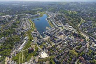 Aerial view, Phoenix Lake, Hörde, Dortmund, Ruhr area, North Rhine-Westphalia, Germany, DE, Europe,