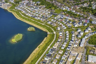 Aerial view, Phoenix Lake, Hörde, Dortmund, Ruhr area, North Rhine-Westphalia, Germany, DE, Europe,