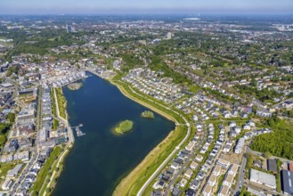 Aerial view, Phoenix Lake, Hörde, Dortmund, Ruhr area, North Rhine-Westphalia, Germany, DE, Europe,