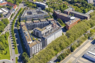Aerial view, Berswordt-Quartier, Berswordt-Carrée, Berswordtstraße, Westfalenhalle, Dortmund, Ruhr