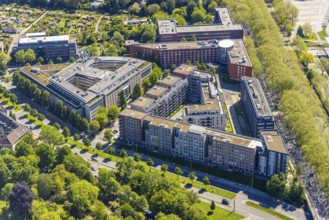Aerial view, Berswordt-Quartier, Berswordt-Carrée, Berswordtstraße, Westfalenhalle, Dortmund, Ruhr