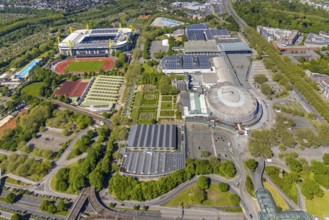 Aerial view, Signal Iduna Park Bundesliga stadium BVB Borussia Dortmund, Westfalenhallen,