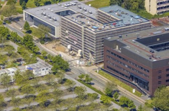 Aerial view, Dortmund University of Technology and Technology Park, construction site and new
