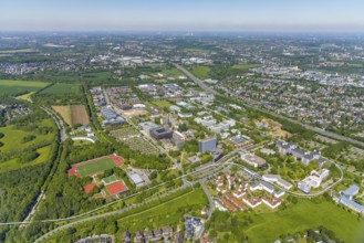 Aerial view, Dortmund University of Technology and Technology Park, construction site and new