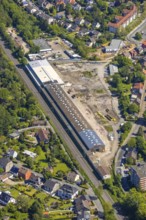 Aerial view, construction site of the old Schreck-Mieves switch factory for a new residential