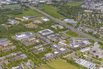 Aerial view, Dortmund Technology Park, construction site and new building, Sebrathweg office