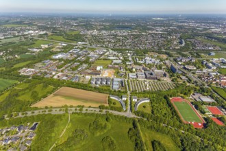 Aerial view, Dortmund University of Technology and Technology Park, construction site and new