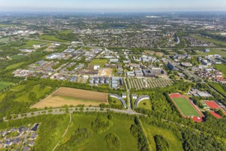 Aerial view, Dortmund University of Technology and Technology Park, construction site and new