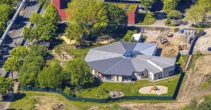 Aerial view, HoKiDo day-care centre at the Technical University of Dortmund, Eichlinghofen,