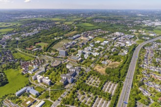 Aerial view, Dortmund University of Technology and Technology Park, construction site and new