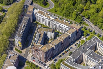 Aerial view, Berswordt-Quartier, Berswordt-Carrée, Berswordtstraße, Westfalenhalle, Dortmund, Ruhr