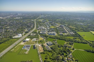 Aerial view, Dortmund University of Technology and Dortmund Technology Park, construction site and