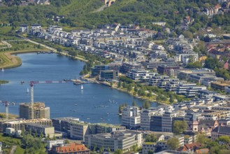 Aerial view, Phoenix-See, Ruhrallee, Dortmund, Ruhr area, North Rhine-Westphalia, Germany, DE,