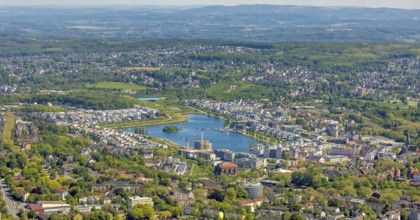 Aerial view, Phoenix Lake, Ruhrallee, Dortmund, Ruhr area, North Rhine-Westphalia, Germany, DE,