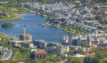 Aerial view, Phoenix-See, Ruhrallee, Dortmund, Ruhr area, North Rhine-Westphalia, Germany, DE,