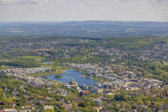 Aerial view, Phoenix Lake, Ruhrallee, Dortmund, Ruhr area, North Rhine-Westphalia, Germany, DE,