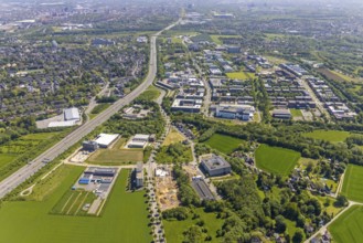 Aerial view, Dortmund University of Technology and Dortmund Technology Park, construction site and