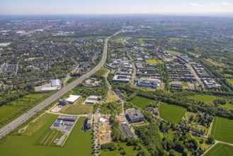 Aerial view, Dortmund University of Technology and Dortmund Technology Park, construction site and