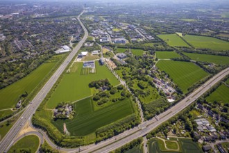Aerial view, Dortmund University of Technology and Dortmund Technology Park, construction site and