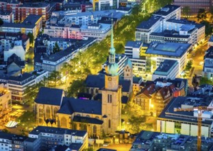 Aerial view, evang. Reinoldikirche, Evang. Stadtkirche St. Marien, City, Dortmund, Ruhr area, North