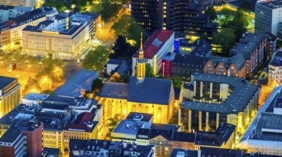 Aerial view, Probsteikirche St. Johannes Baptist, City, Dortmund, Ruhr area, North